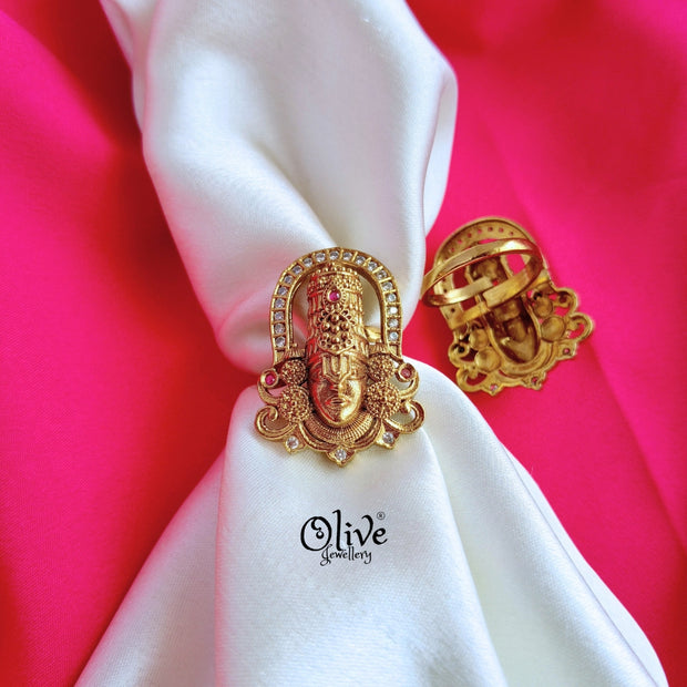 Lord Venkateshwar Matt Finish Finger Ring